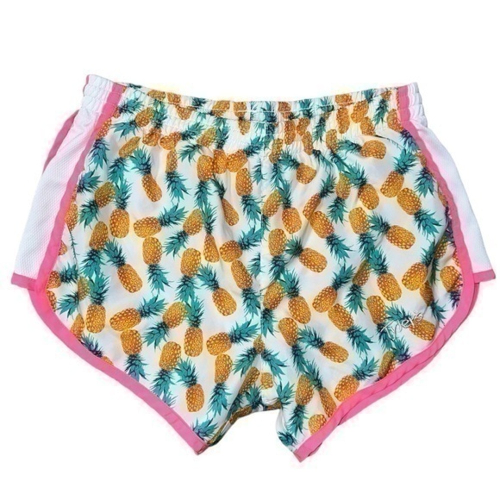Tyler’s Women’s S White Yellow Pink Pineapple Print Performance Running Shorts